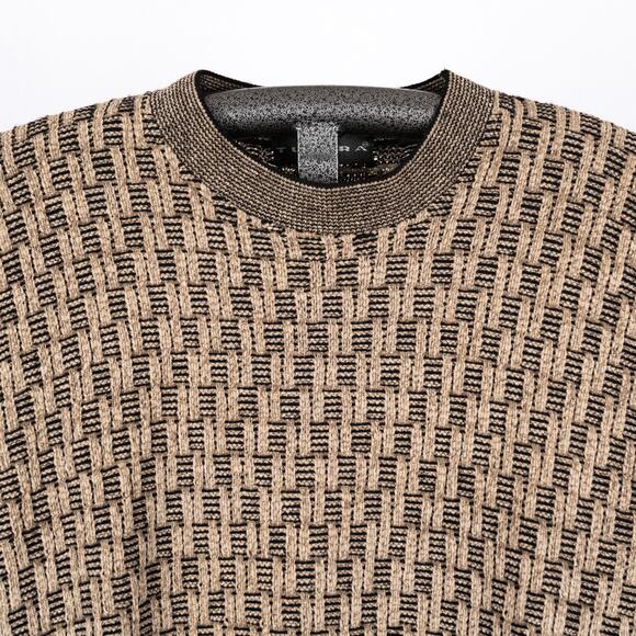 Tundra Canada Vintage 3D Knit Wool Blend Sweater LARGE Classic Grandpa Geometric - Picture 3 of 6